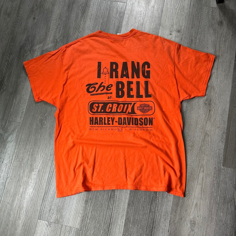 Harley-Davidson‎ St. Croix "I Rang The Bell" Orange T-Shirt Men's XL
